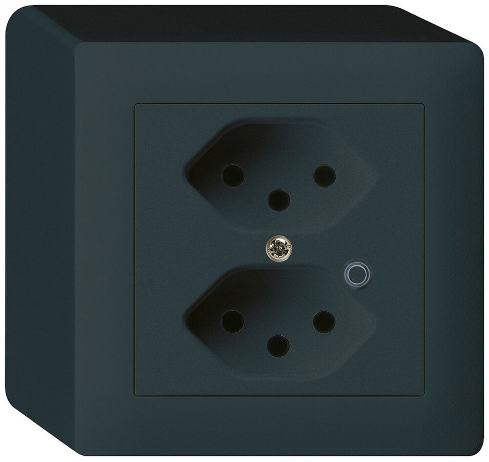 AP-Steckdose Hager kallysto 2×T13 beleuchtet Q schwarz