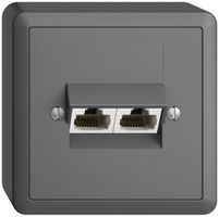 Prise AP 2×RJ45/u 4P sép.EDIZIOdue gris foncé, ITplus