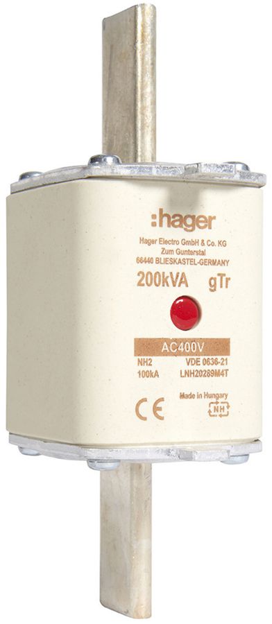 Fusible HPC Hager NBH2 400VAC 289A 200kVA gTr avertisseur central inoxydable