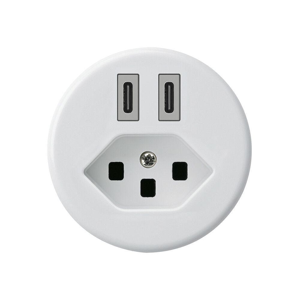 Prise de charge USB Hager basico C-C 20W+T23 5V blanc