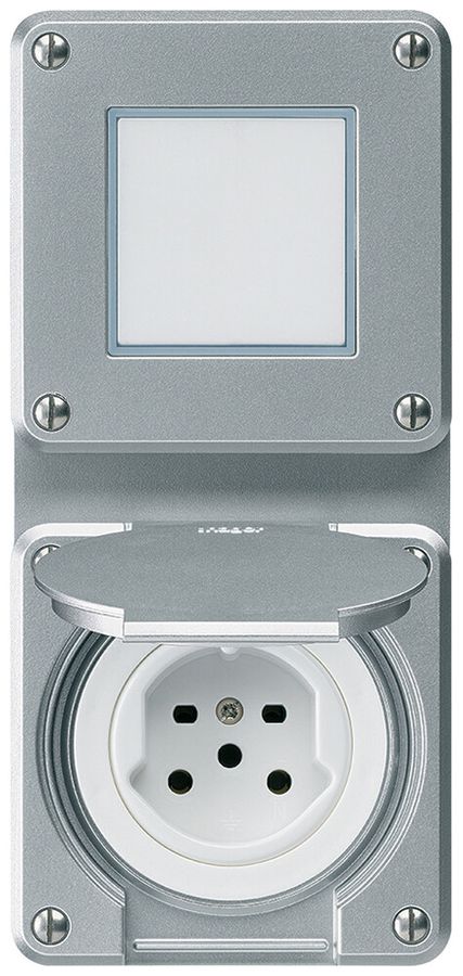 UP-Kombination Hager robusto I-I vertikal 3/1L+Typ 15, aluminium