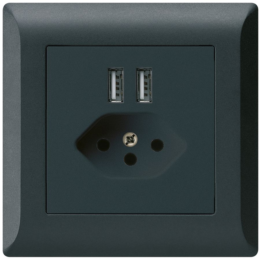 UP-Steckdose 2×USB & T13 kallysto.line 2400mA schwarz