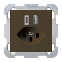 Presa di carica USB INC kallysto 18W PD 1×tipo A 1×tipo C T23 c.placca fiss. ma