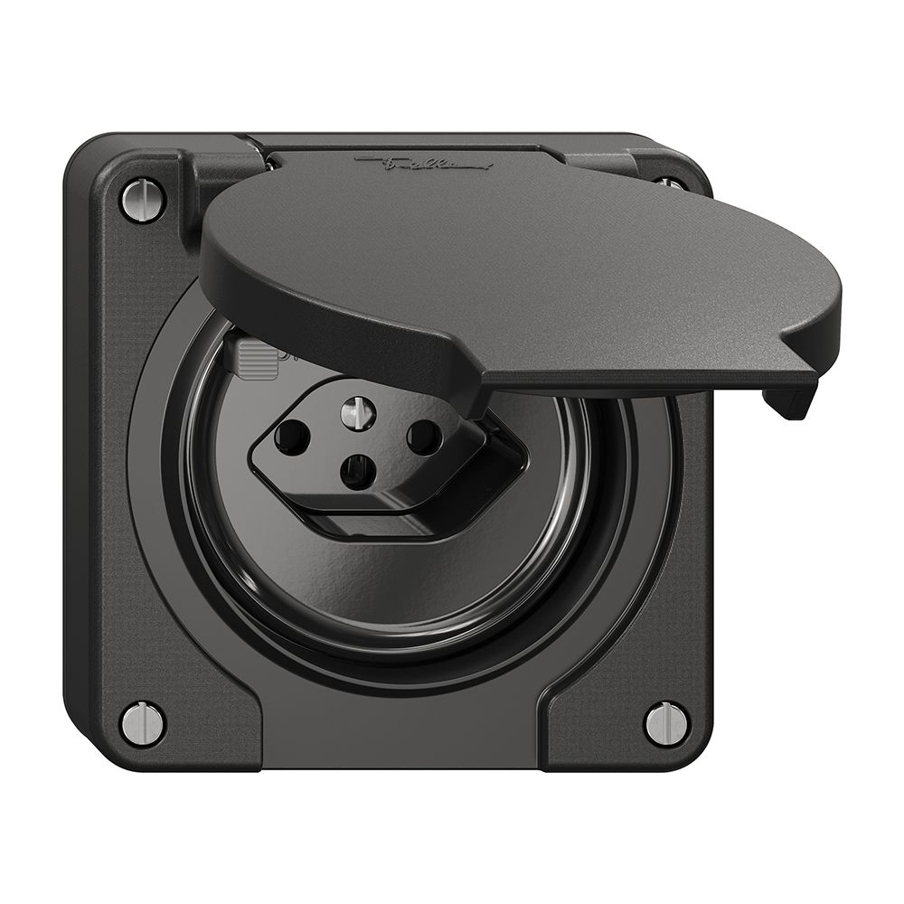 FI-Steckdose NEVO N.CO 30mA, Typ 13, m.Shutter, m.Anschlussklemmen, schwarz