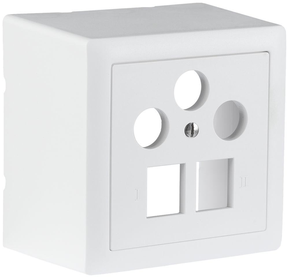 AP-Multimediadose R&M SAT 2×RJ45 3×Koax 78×78mm weiss