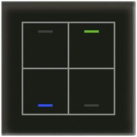 Poussoir KNX RGBW ENC MDT GTL-4T0S.02S 4t/4a temp verre noir "neutre"
