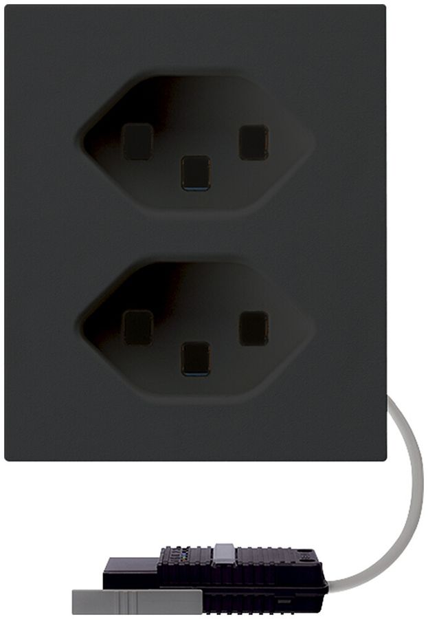 Presa FLF Hager 2×tipo 23 con adattatore cavo rotondo L2 D nero