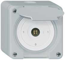 AP-Steckschlüsselschalter robusto IP55 mit Klappdeckel S0/2P grau Vierkant