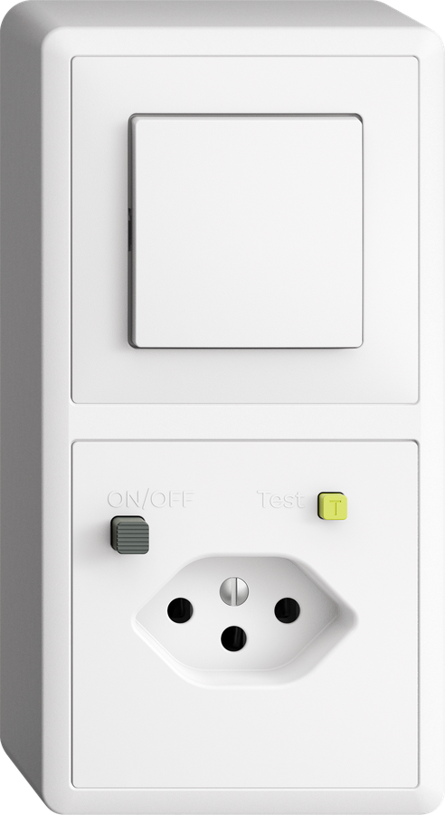 AP-Kombination Edue 2x1 FX54, Schalter 3/1 + Steckdose T13 FI 30mA ws