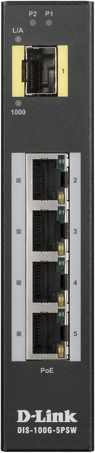 Switch D-Link DIS-100G-5PSW, 5-Port Layer2 unmanaged Gigabit PoE+ SFP