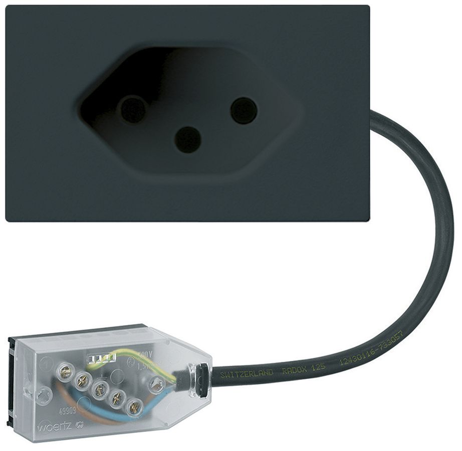 Presa INS 1×tipo 13 Hager FLF per cavo piatto Technofil L1 nero