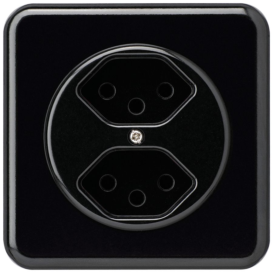 UP-Steckdose basico 2×Typ 13 schwarz mit Kinderschutz