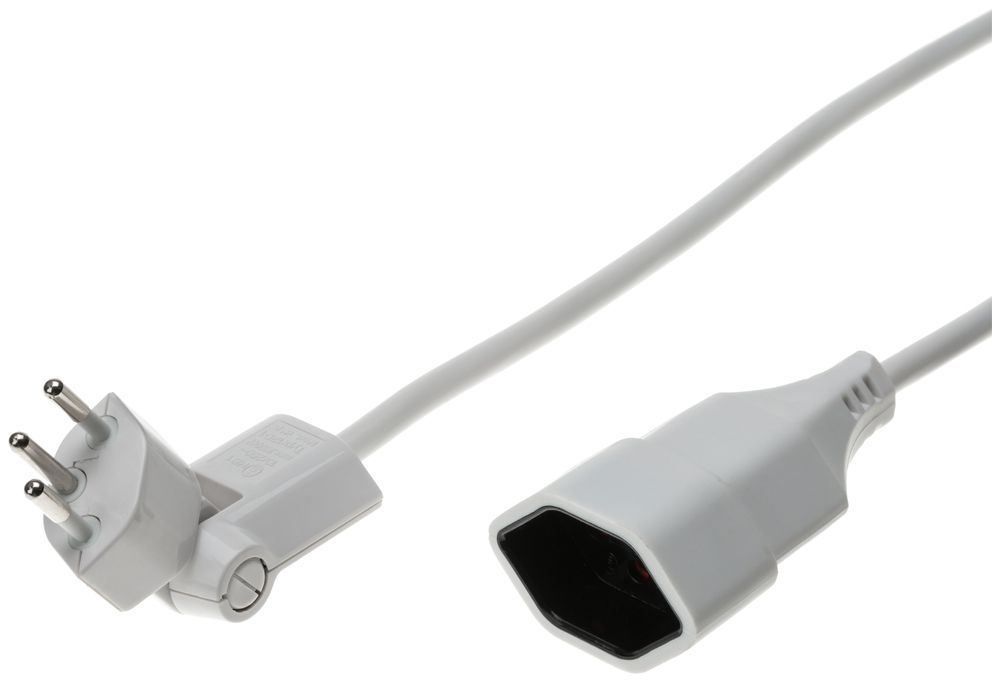 Rallonge T12/T13 Td 3×1mm² 3m blanc fiche pivotable 180°