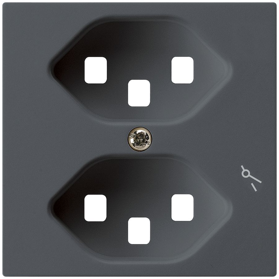 Frontplatte zu Steckdose Hager kallysto 2×T23 1×S H anthrazit