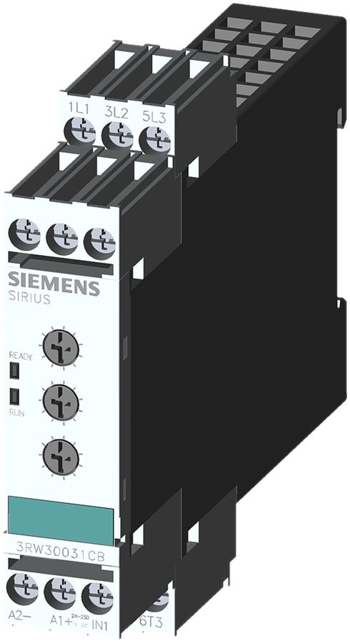 Starter progressivo Siemens SIRIUS 3RW30 22.5mm 3A 1.1kW ON, Us=24…230VUC