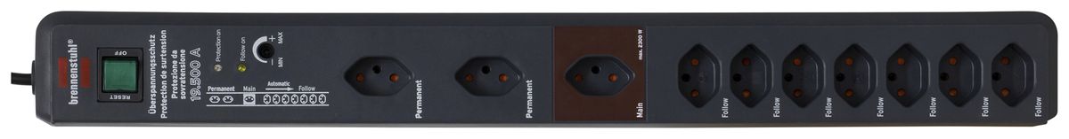 Prise multiple Secure-Tec interrupteur max.19500A 7+3 90°×T13 3m an