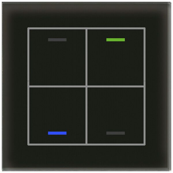 Pulsante KNX RGBW INC MDT GTL-4T0S.02S 4t/4a temp vetro nero "neutrale"
