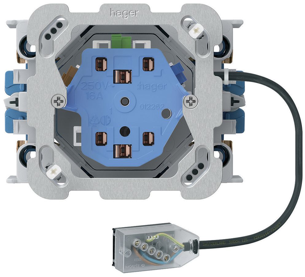 EB-Steckdose 2×Typ 13/23 Hager L1 Technofil mit EB-Dose G3