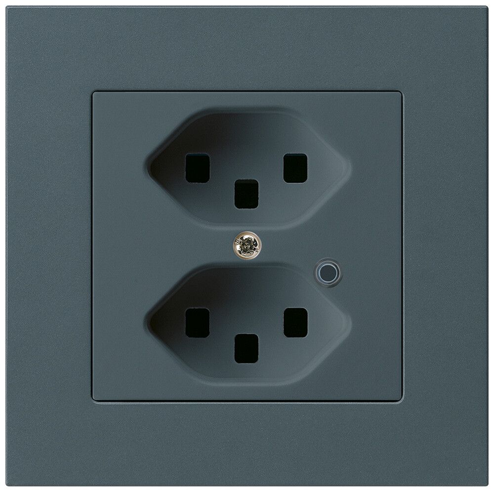 Prise ENC Hager kallysto.pro 2×T23 illuminé C anthracite