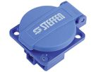 EB-Steckdose A. Steffen 1×T13 10A 250V 50×62×45mm mit Deckel blau