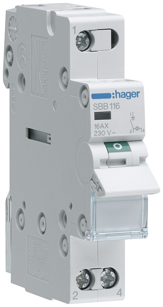 Interrupteur AMD Hager SBB 16A 230V 1 fermeur 0 ouvreur 1 inverseur