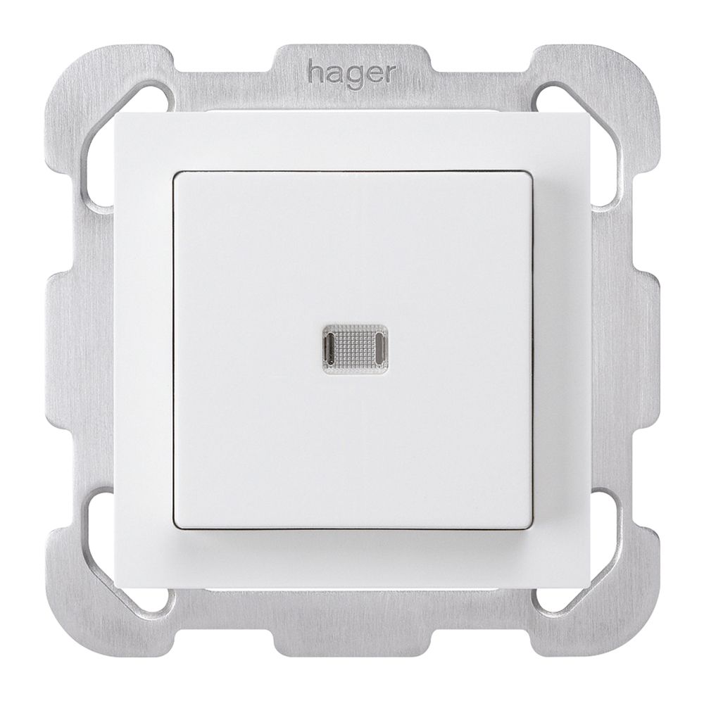 Interrupteur poussoir lumineux ENC kallysto 3/2P blanc avec plaque de fixation