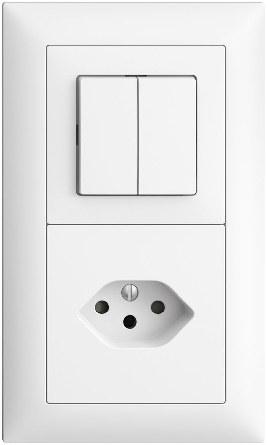 UP-Kombination Edue 2x1, Taster 2×A-R/1P + Steckdose T13 ws