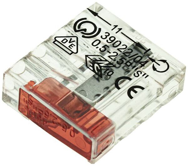Verbindungsklemme Woertz 4P 0.5…2.5mm² rot transparent