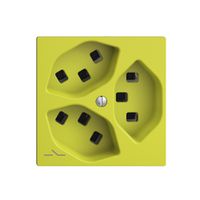 Steckdose 3×T23 Feller EDIZIOdue F, 1×getrennt, Steckklemmen, lemon