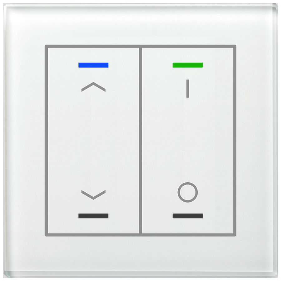 Poussoir KNX RGBW ENC MDT BE-GTL2TW.C1 2t/4a temp.verre blanc "jalousie"-"I/O"