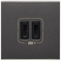 EB-USB-Ladesteckdose MOS 2×Typ-C, 3A 5V=15W, 2 Module, magnesium