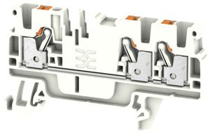 Durchgangs-Reihenklemme Weidmüller A3C PUSH IN 2.5mm² 3 Anschlüsse TS35 weiss