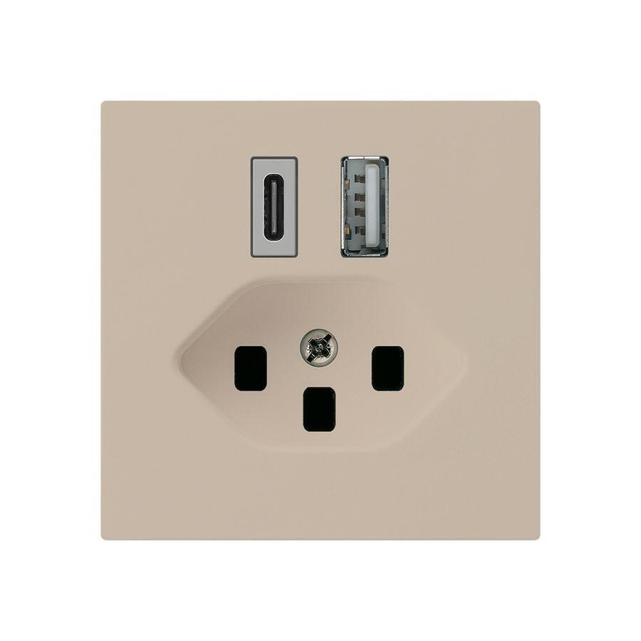 USB-Ladesteckdose kallysto 18W PD 1×Typ A 1×Typ C T23 beige