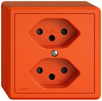 AP-Steckdose EDIZIO.liv SNAPFIX® 2×T13 1×S mit Shutter or