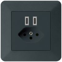UP-USB-Ladesteckdose Hager kallysto.trend C-C 20W+T13 5V 94×94mm schwarz