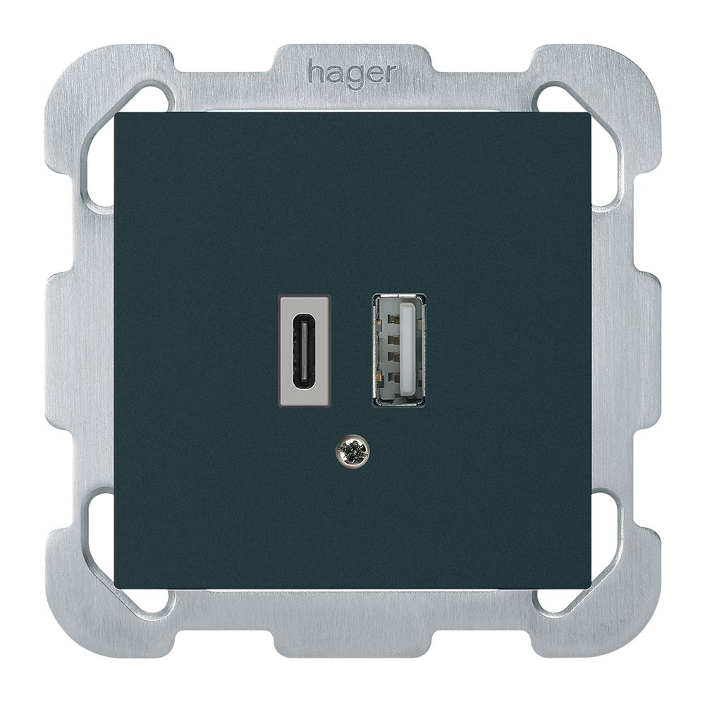 Prise de charge USB ENC kallysto 18W PD 1×type A 1×type C plaque d.fixation noir