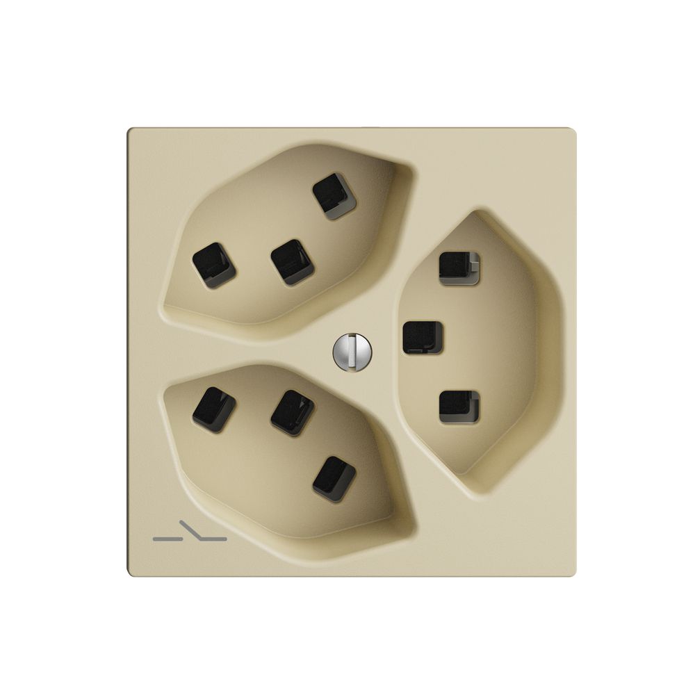 Steckdose 3×T23 Feller EDIZIOdue F, 1×getrennt, Steckklemmen, vanille