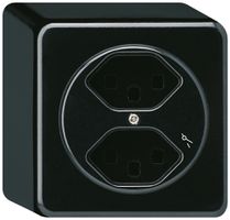 Prise AP Hager basico 2×type 23 1×S Q noir