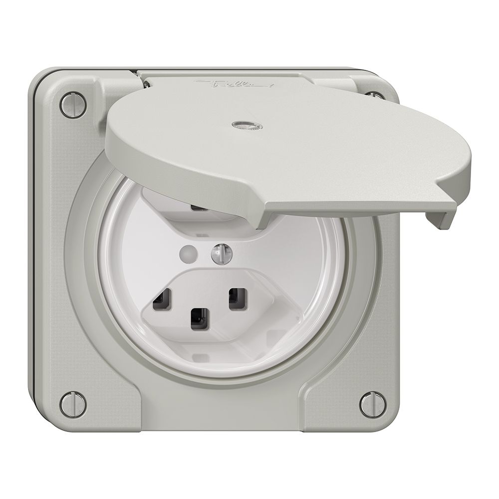 NUP-Steckdose NEVO, 2×T23, IP21, m.LED, lichtgrau