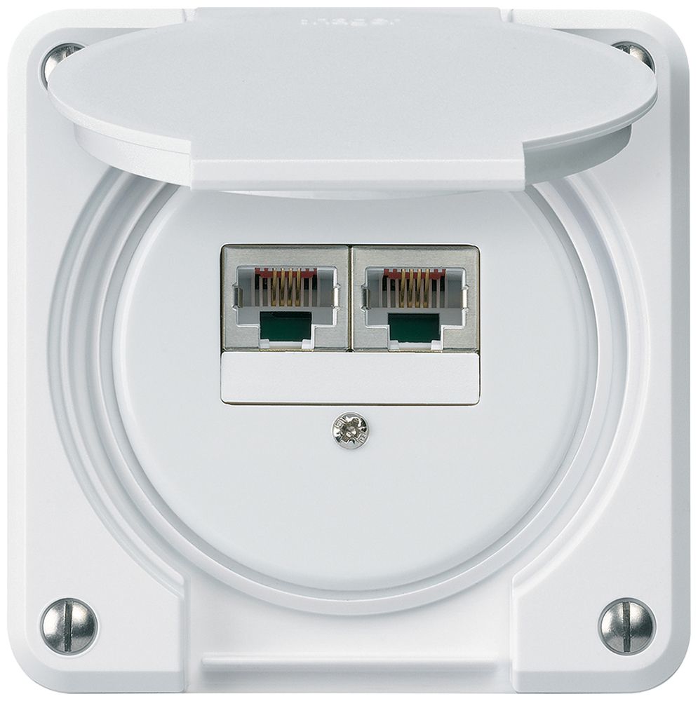 UP-Anschlussdose robusto IP55 weiss 2×RJ45/s getrennt für Kombination