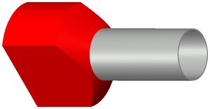 Embout de câble jumelé isolé 2×10mm² 14mm type DIN rouge