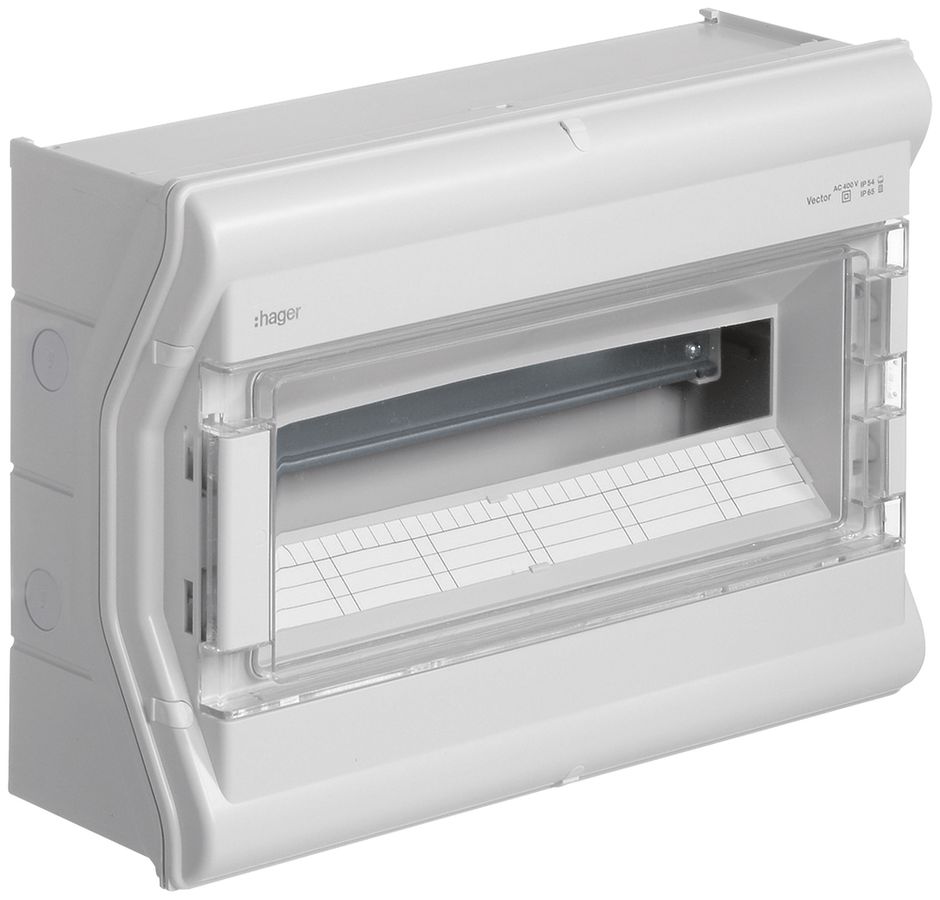 Coffret de distribution AP Hager vector 1 rangée 18UM IP65 418×302×151mm
