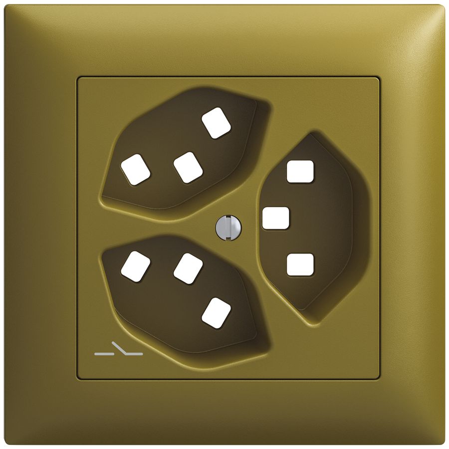 Kit montaggio INC Feller EDIZIOdue, per presa 3×T23 1×separato, olive