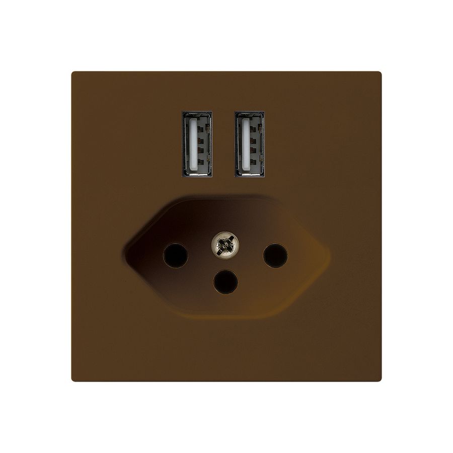 Steckdose 2×USB & T13 kallysto A 2400mA braun