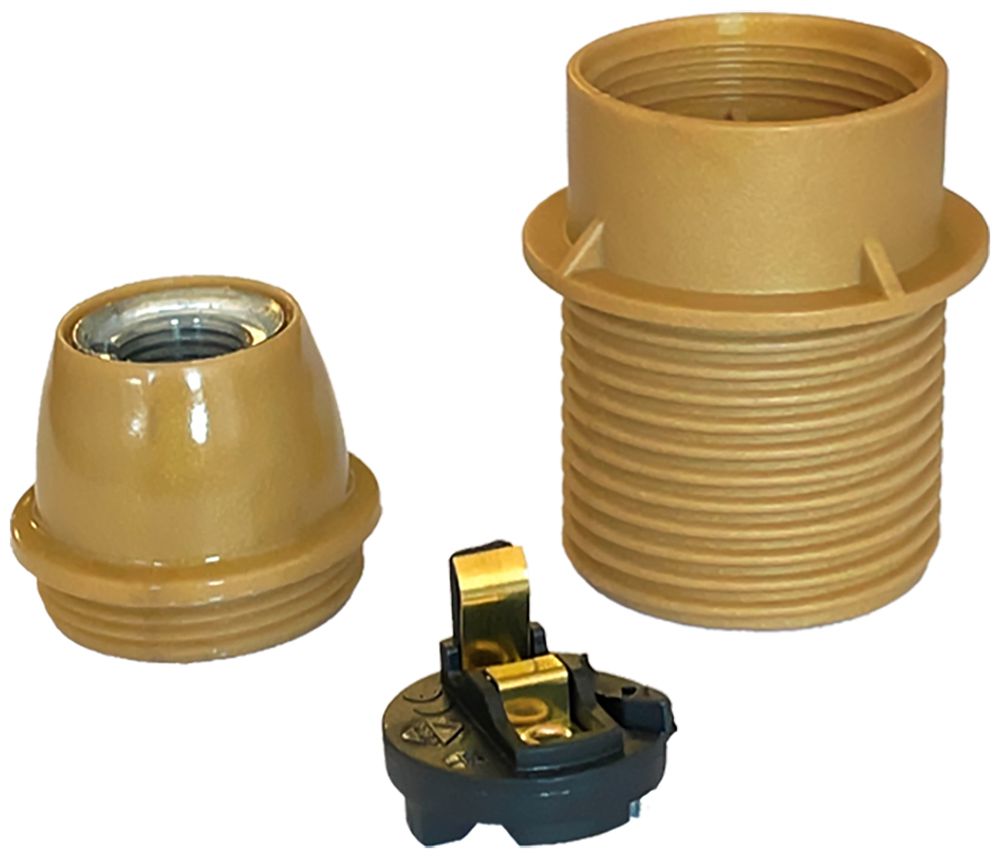 Fassung Elektrogros E14 Thermoplast mit Anschlag gold