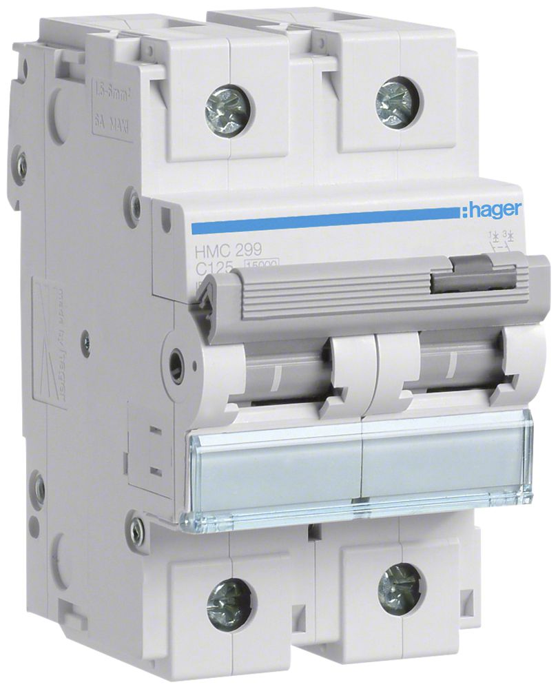 Leitungsschutzschalter Hager MCB 2P 400V Typ C 125A Icn 15kA 3TE