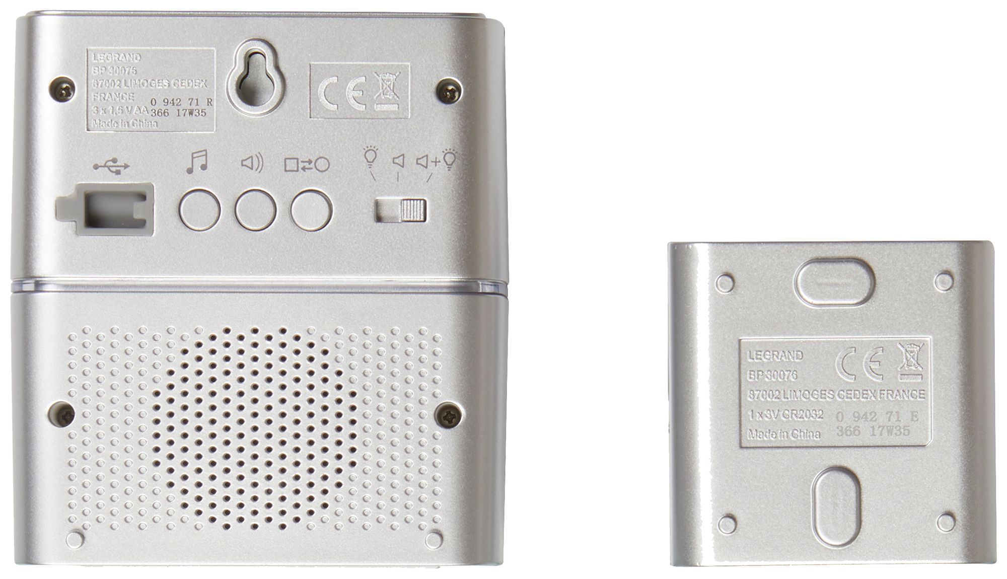 Funk-Gong Legrand Premium MP3 200m, 3V, mit Klingeltaster, aluminium