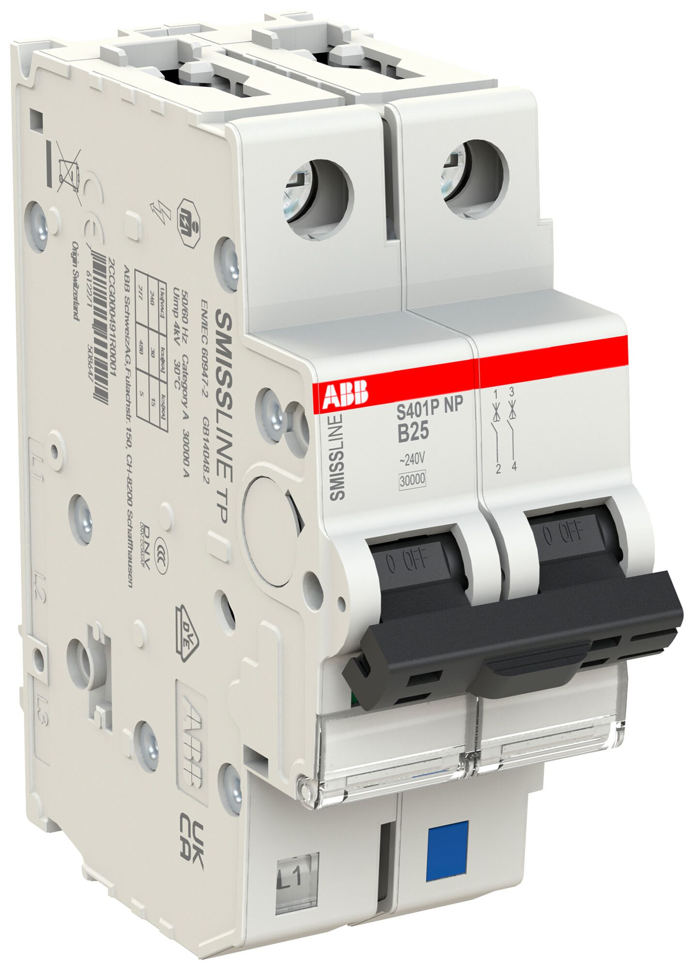 Disgiuntore SMISSLINE TP, 1LN, B, 25A, 30kA