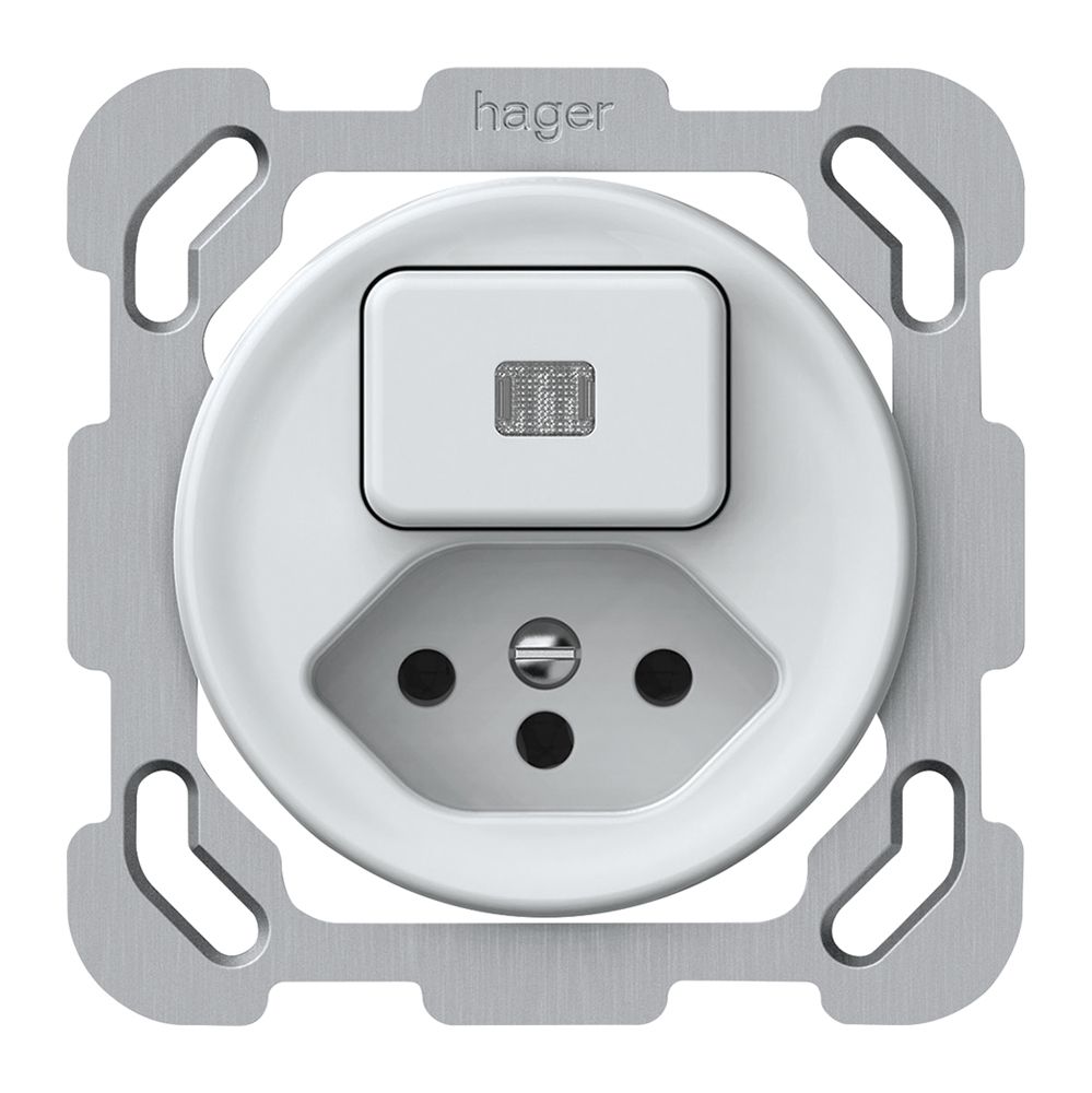 UP-Kombination origin 1×Taste beleuchtet 1CO+T13 1P 0<1 10A 230V 77×77mm weiss