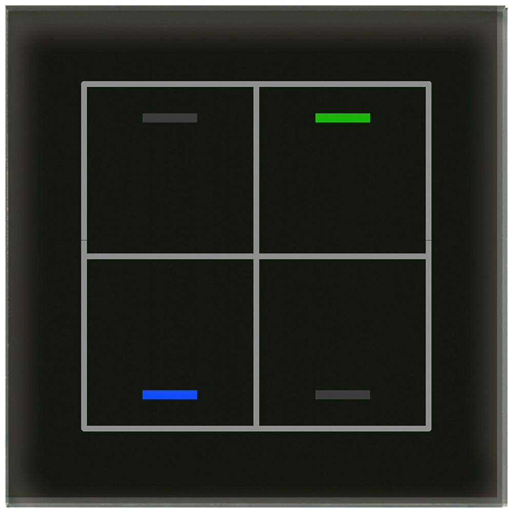 Poussoir KNX RGBW ENC MDT BE-GTL4TS.01S 4t/4a temp.verre noir "neutre"
